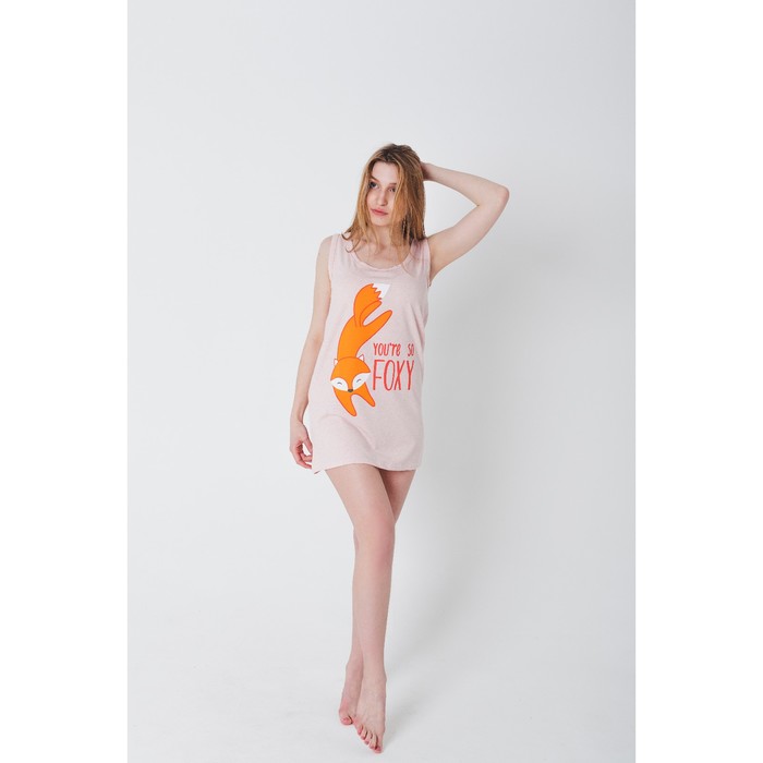 Майка удлиненная женская KAFTAN "Fox" пудра, р-р 50-52, 100% хлопок