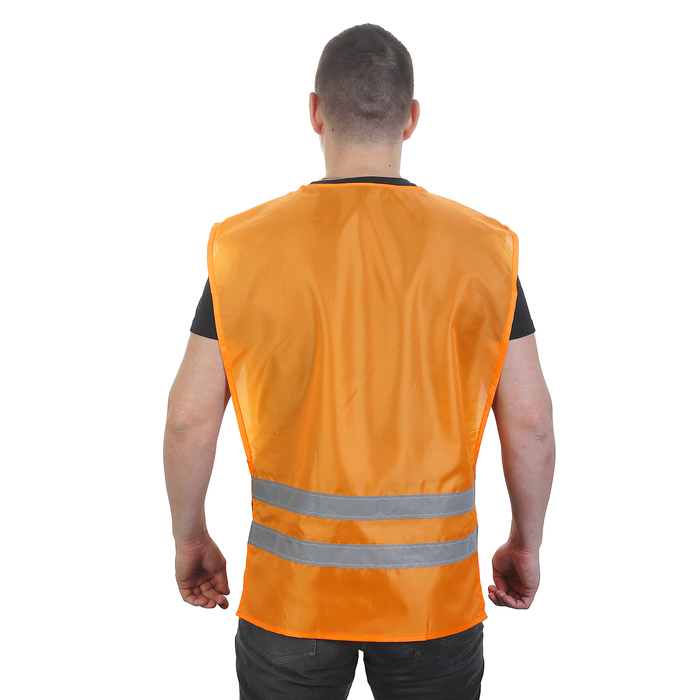 Жилет взрослый со светоотражающими полосами, р-р 42-48, цвет оранжевый