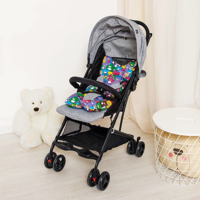 Подушка в коляску 34х70 разноцветная (мишки)