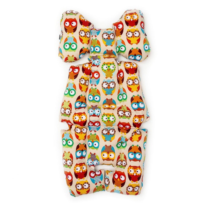 Подушка в коляску 34х70 цвет жёлтый (совушки)