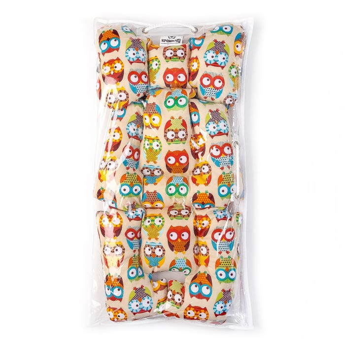 Подушка в коляску 34х70 цвет жёлтый (совушки)