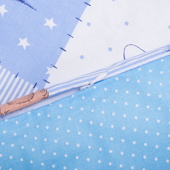 Комплект в кроватку (4 предмета), диз. мишки на голубом/горошек на голубом,