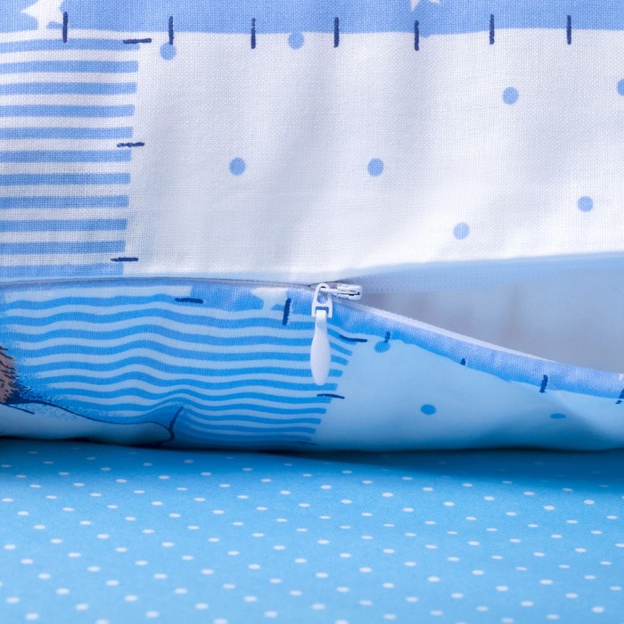 Комплект в кроватку (4 предмета), диз. мишки на голубом/горошек на голубом,