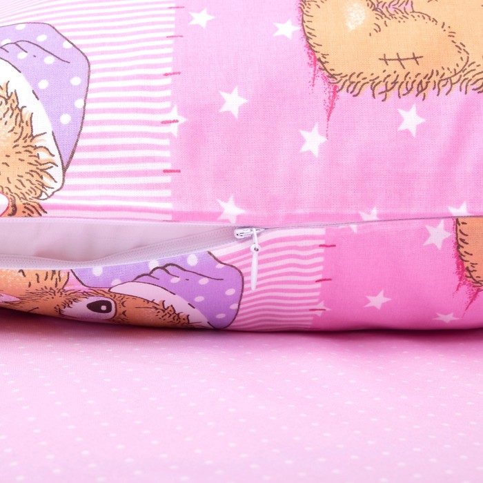 Комплект в кроватку (4 предмета), диз. мишки на розовом/горошек на розовом