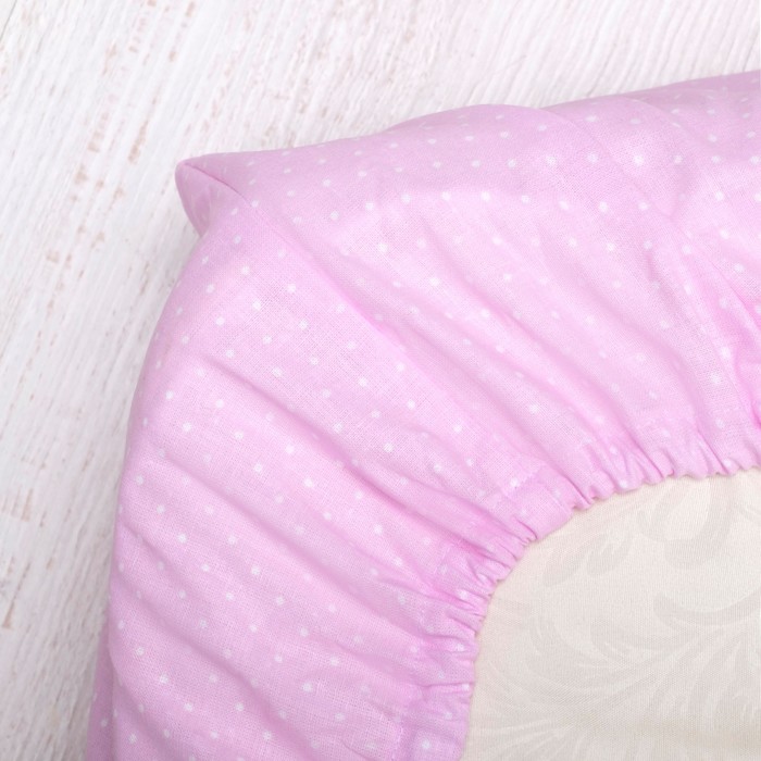 Комплект в кроватку (4 предмета), диз. мишки на розовом/горошек на розовом