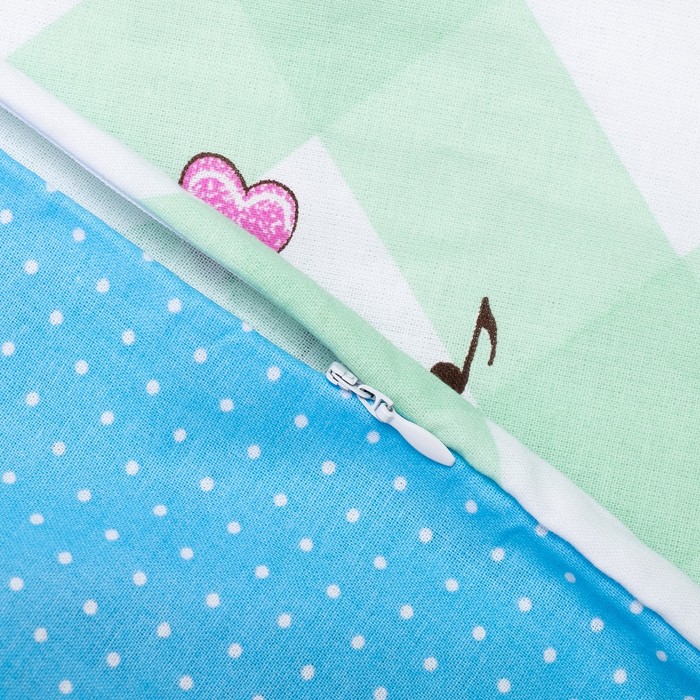 Комплект в кроватку (4 предмета), диз. совята музыкальные/горошек на голубом, ппу