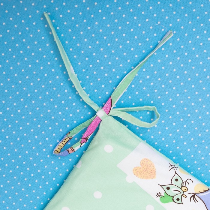 Комплект в кроватку (4 предмета), диз. совята музыкальные/горошек на голубом, ппу