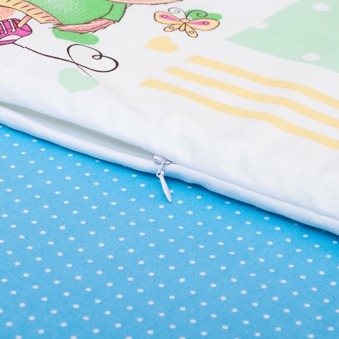 Комплект в кроватку (4 предмета), диз. совята музыкальные/горошек на голубом, ппу