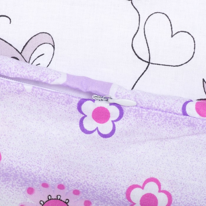 Комплект в кроватку (4 предмета), диз. бегемотики/горошек на фиолетовом, холлофайбер