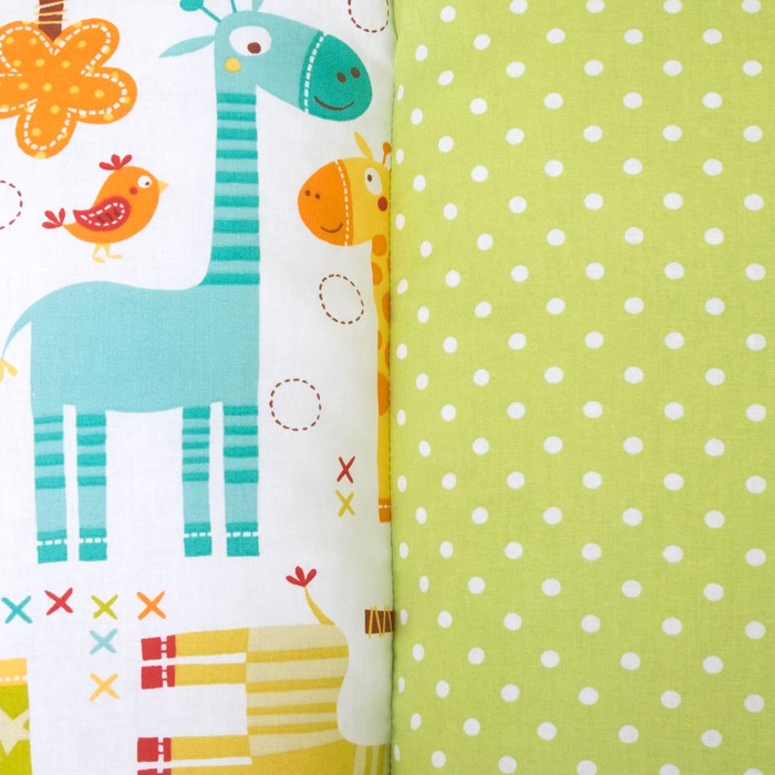 Комплект в кроватку (4 предмета), диз. жирафики/горошек на болотном