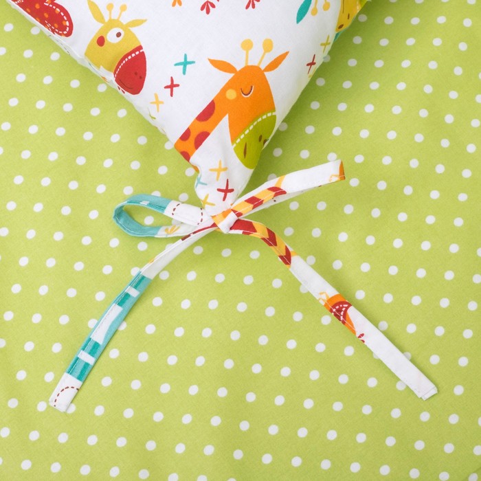 Комплект в кроватку (4 предмета), диз. жирафики/горошек на болотном