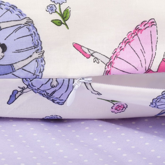 Комплект в кроватку (4 предмета), диз. мышки-балеринки/горошек на фиолетовом