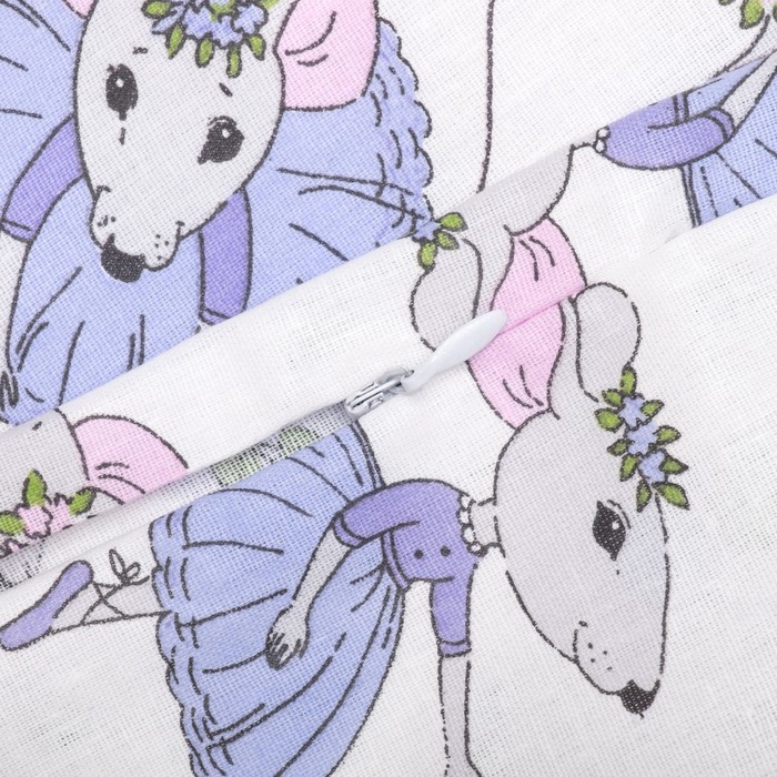 Комплект в кроватку (4 предмета), диз. мышки-балеринки/горошек на фиолетовом