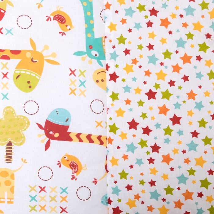 Комплект в кроватку (4 предмета), диз. жирафики с фейерверком звезд, синтепон