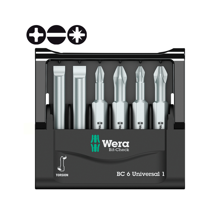 Набор бит WERA WE-056474, Bit-Check 6 Universal 1, 50 мм, 1/4", 6 шт.