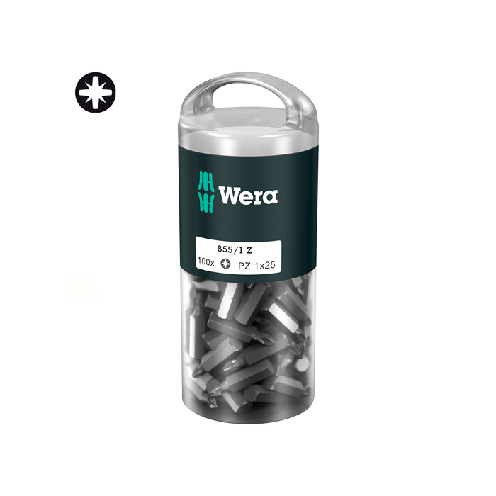 Биты WERA 855/1 Z DIY WE-072443, PZ 1x25, 1/4", промоупаковка 100 шт.