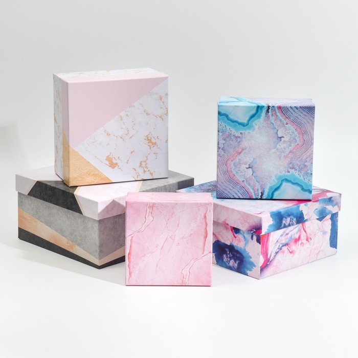 Набор коробок 5 в 1 «Фактурный», 22 х 22 х 12 – 14 х 14 х 8 см
