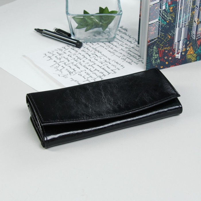 Кошелёк женский, 2 отдела на молнии, 2 отдела, для карт, для монет, наплак, цвет чёрный