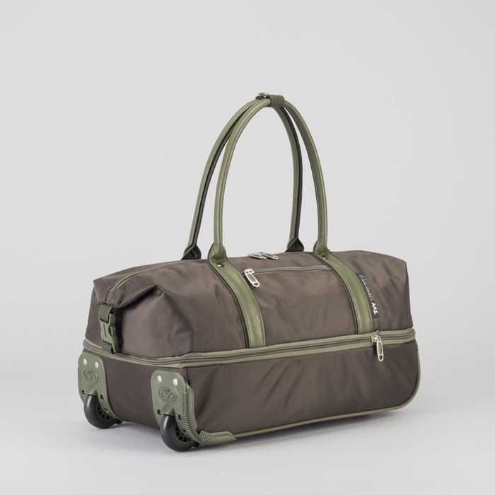 Сумка дорожная на колёсах 18", 1 отдел на молнии, наружный карман, с расширением, цвет хаки