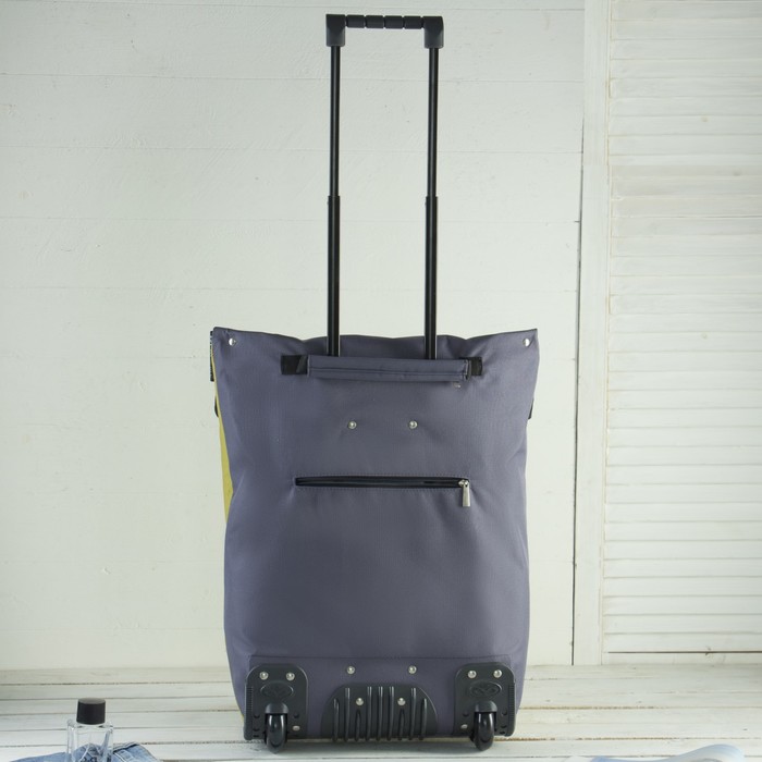 Сумка дачная на колёсах, 1 отдел на молнии, с расширением, цвет горчичный/серый