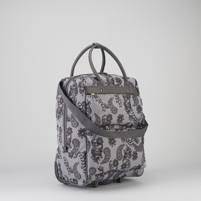 Сумка дорожная на колёсах, 1 отдел на молнии, 2 наружных кармана, цвет чёрный/серый