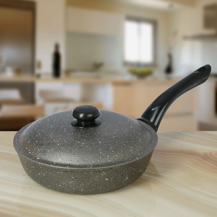 Сковорода 20 см "Гранит", глубокая, с крышкой