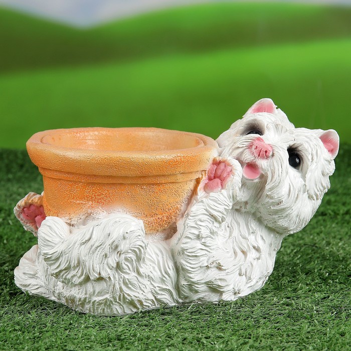 Фигурное кашпо "Болонка с чашей" 11х21см