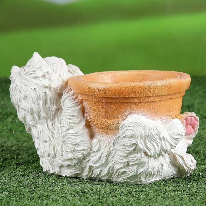 Фигурное кашпо "Болонка с чашей" 11х21см