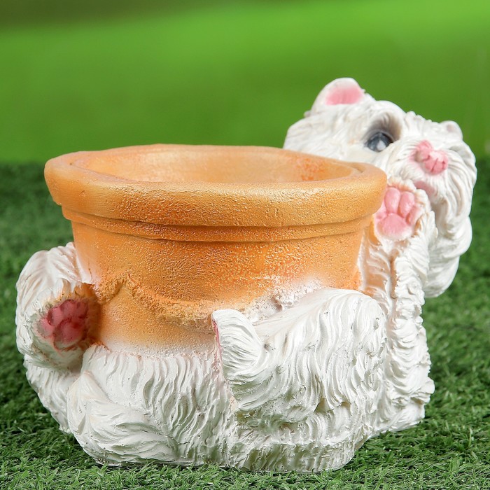Фигурное кашпо "Болонка с чашей" 11х21см