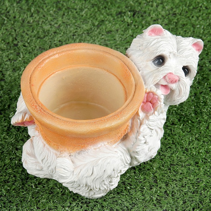 Фигурное кашпо "Болонка с чашей" 11х21см