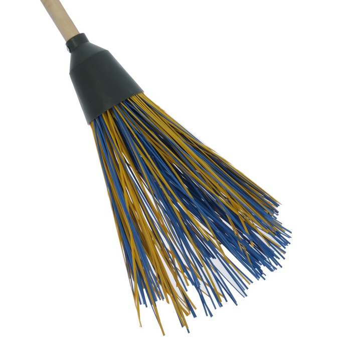 Метла бытовая круглая "Стандарт" (с черенком 4 фланца) 1 сорт цвет МИКС