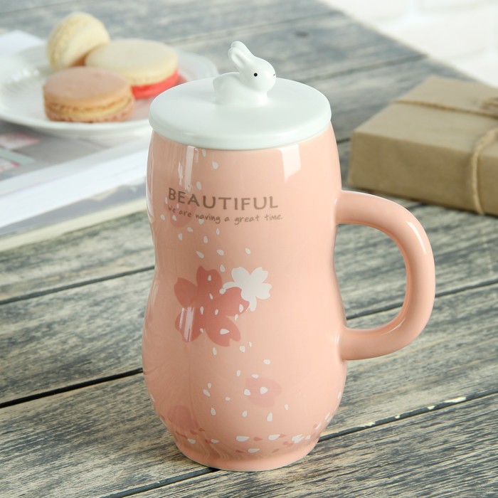 Кружка 650 мл "Прекрасное вокруг", с керамической крышкой, цвет МИКС