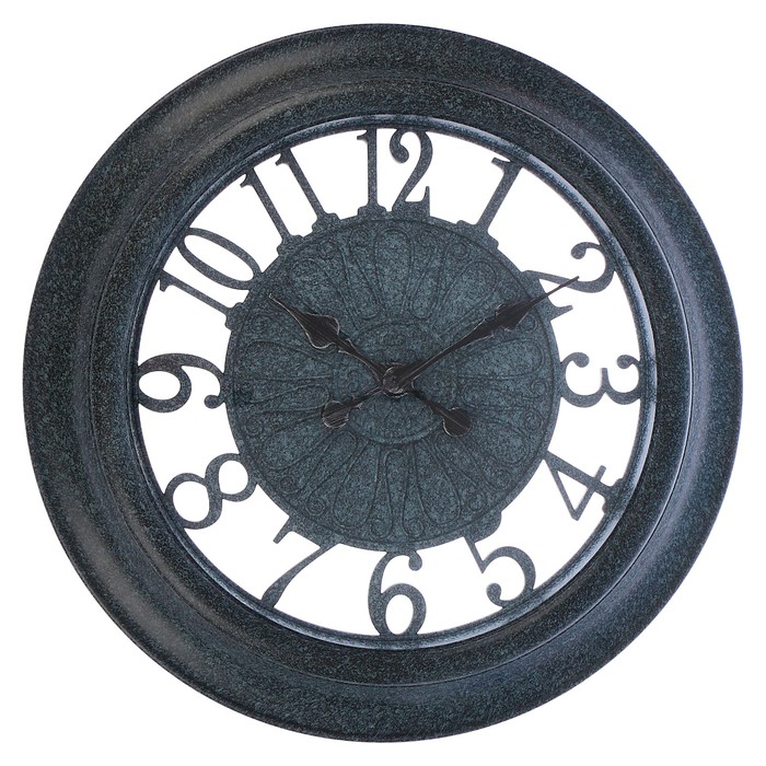 Часы настенные, серия Цифры, круглые, серо-синие с вкраплениями под камень, d=70 см