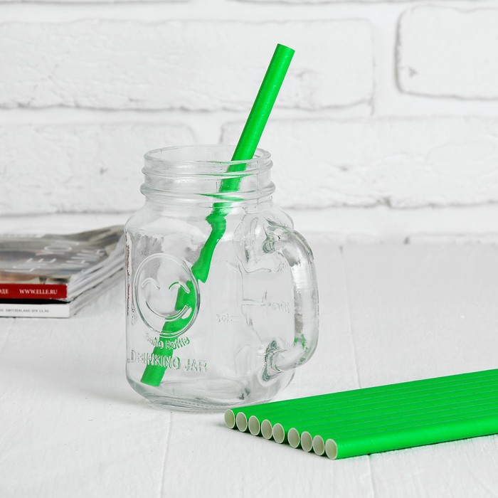 Трубочки для коктейля, цвет зелёный, диаметр 1 см, (набор 10 шт.)
