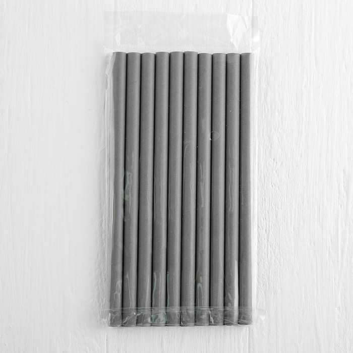 Трубочки для коктейля, цвет серый, диаметр 1 см, (набор 10 шт.)