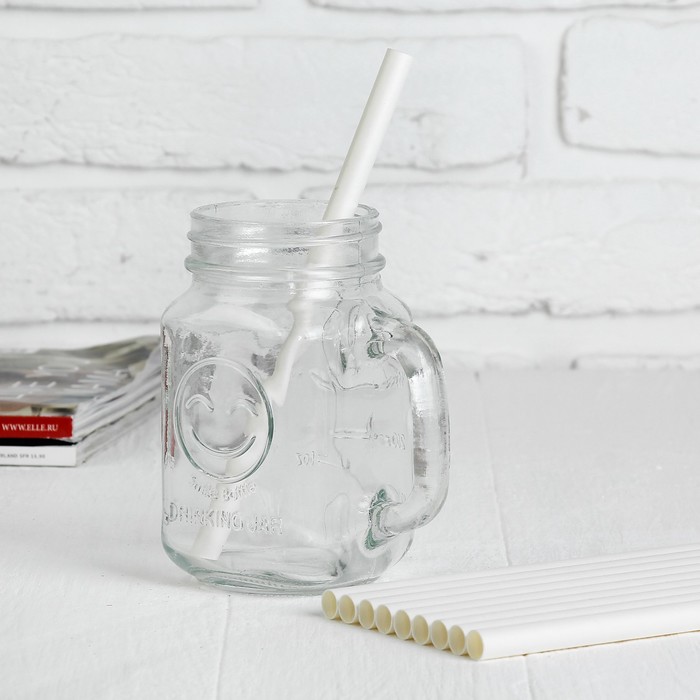 Трубочки для коктейля, цвет белый, диаметр 1 см, (набор 10 шт.)