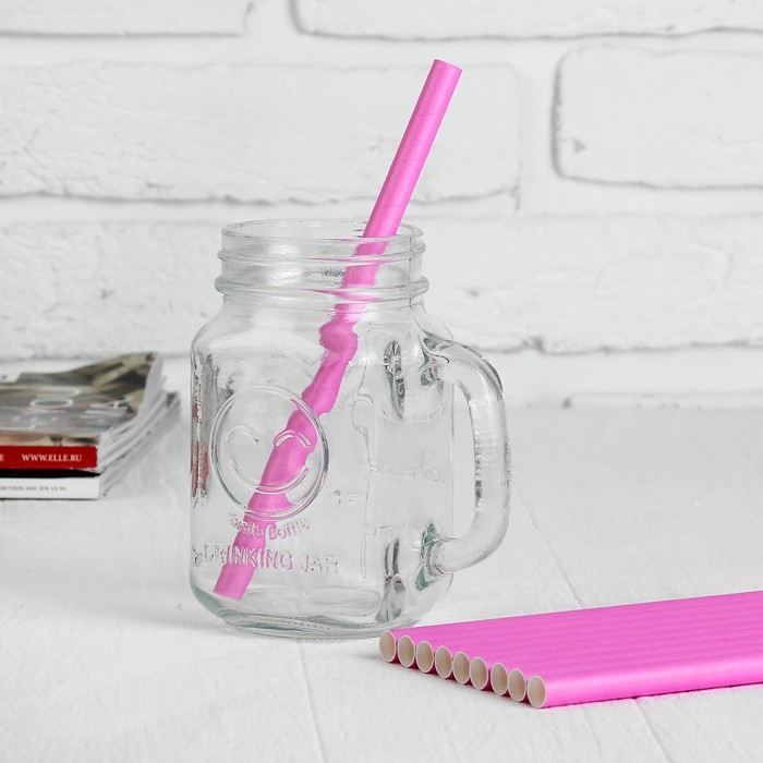 Трубочки для коктейля, цвет розовый, диаметр 1 см, (набор 10 шт.)