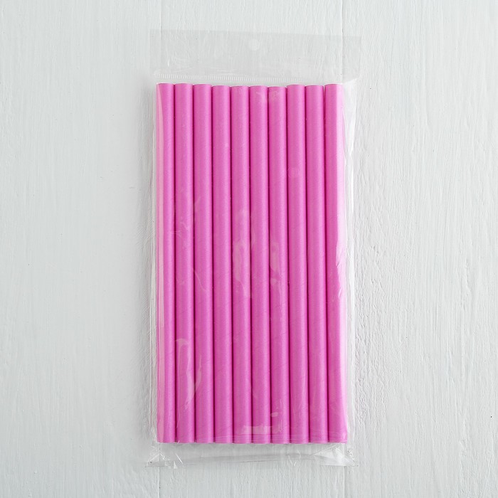 Трубочки для коктейля, цвет розовый, диаметр 1 см, (набор 10 шт.)