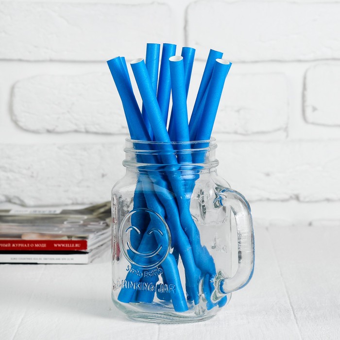 Трубочки для коктейля, цвет синий, диаметр 1 см, (набор 10 шт.)