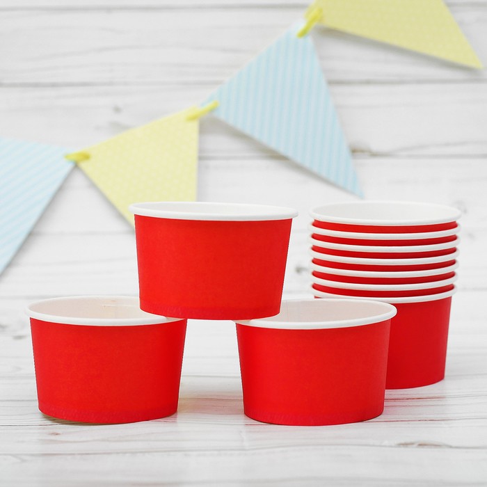 Креманка для десерта бумажная, цвет красный (набор 10 шт.)