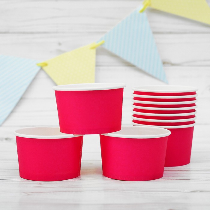 Креманка для десерта бумажная, цвет фуксия (набор 10 шт.)