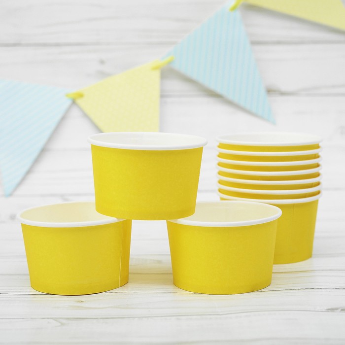 Креманка для десерта бумажная, цвет жёлтый (набор 10 шт.)