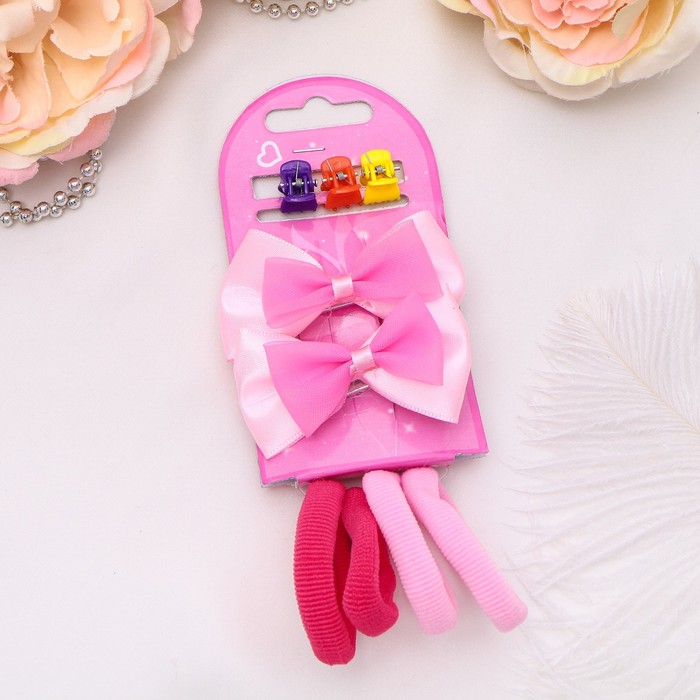Набор для волос "Карапулька" (2 зажима,4 резинки,3 краба) бантики