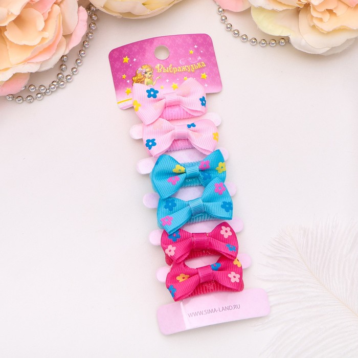 Резинка для волос "Выбражулька" (набор 6 шт) бантик цветочки