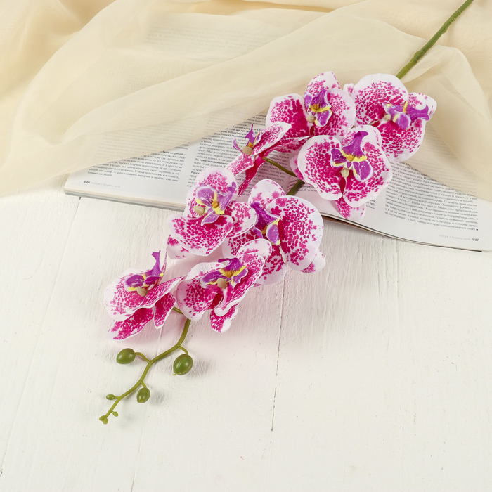 Цветы искусственные "Орхидея Фонтея" 8*90 см бело-сиреневая