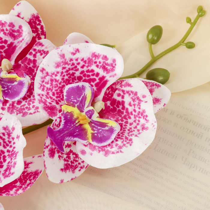 Цветы искусственные "Орхидея Фонтея" 8*90 см бело-сиреневая