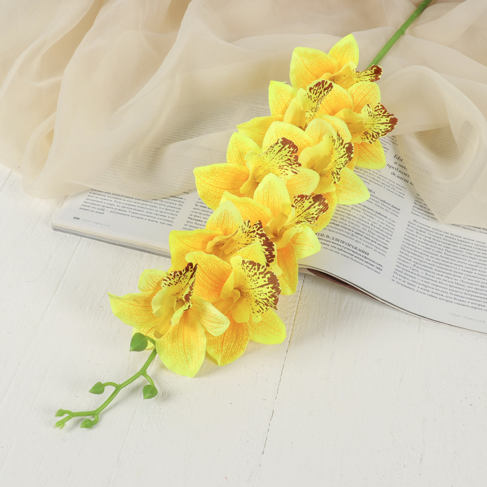 Цветы искусственные "Орхидея пышная" 9*87 см жёлтая