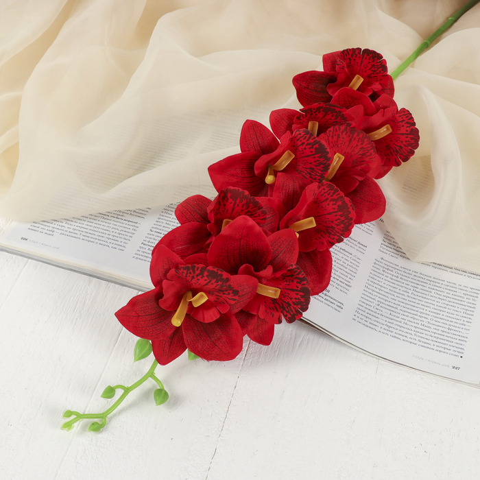 Цветы искусственные "Орхидея пышная" 9*87 см красная