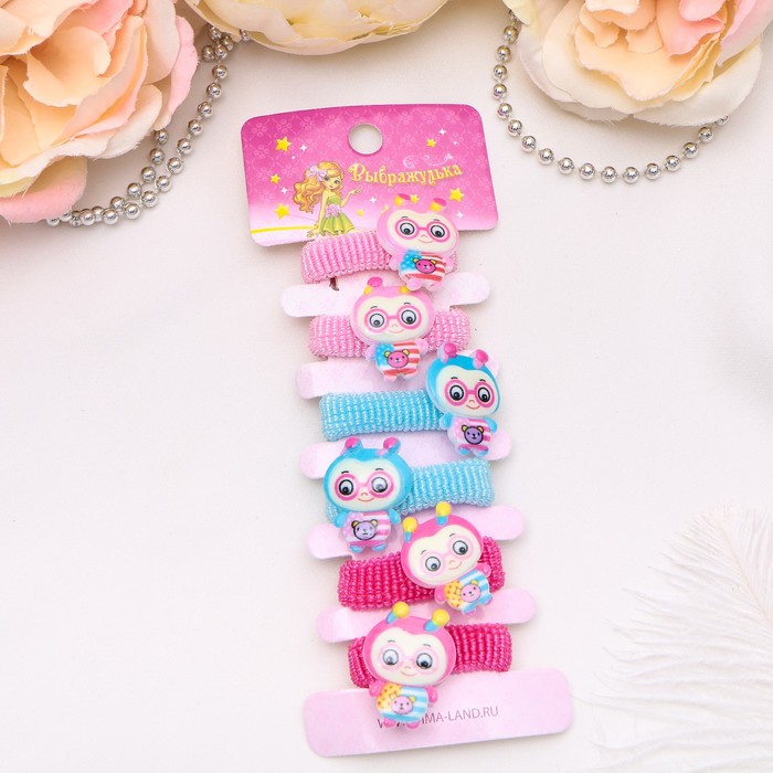 Резинка для волос "Весёлый глянец" (набор 6 шт) пчёлки с мишками