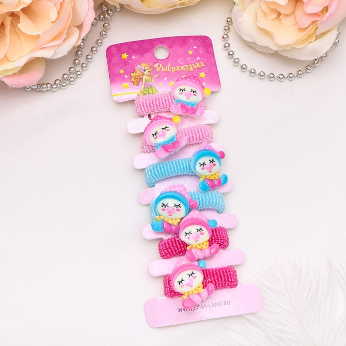 Резинка для волос "Весёлый глянец" (набор 6 шт) соня в колпаке